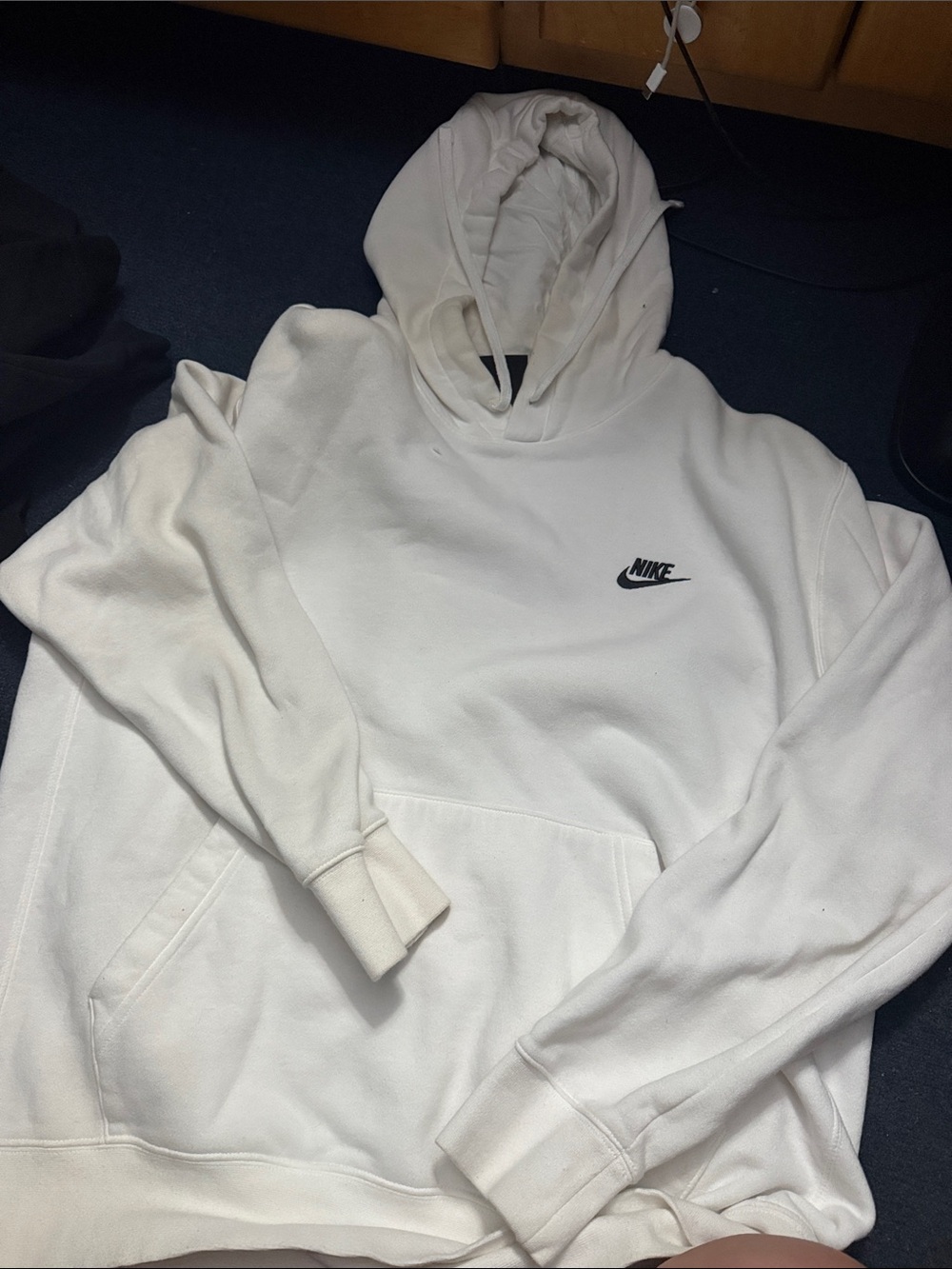 Nike White Pullover Hoodie with Black Swoosh